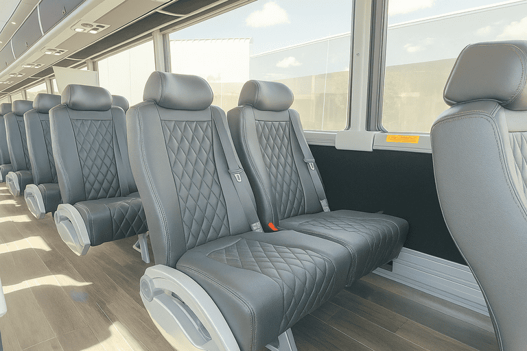 interior of Miami Beach Minibus Company charter bus