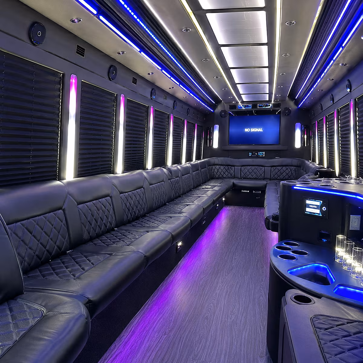 miami beach 30 passenger party bus inside