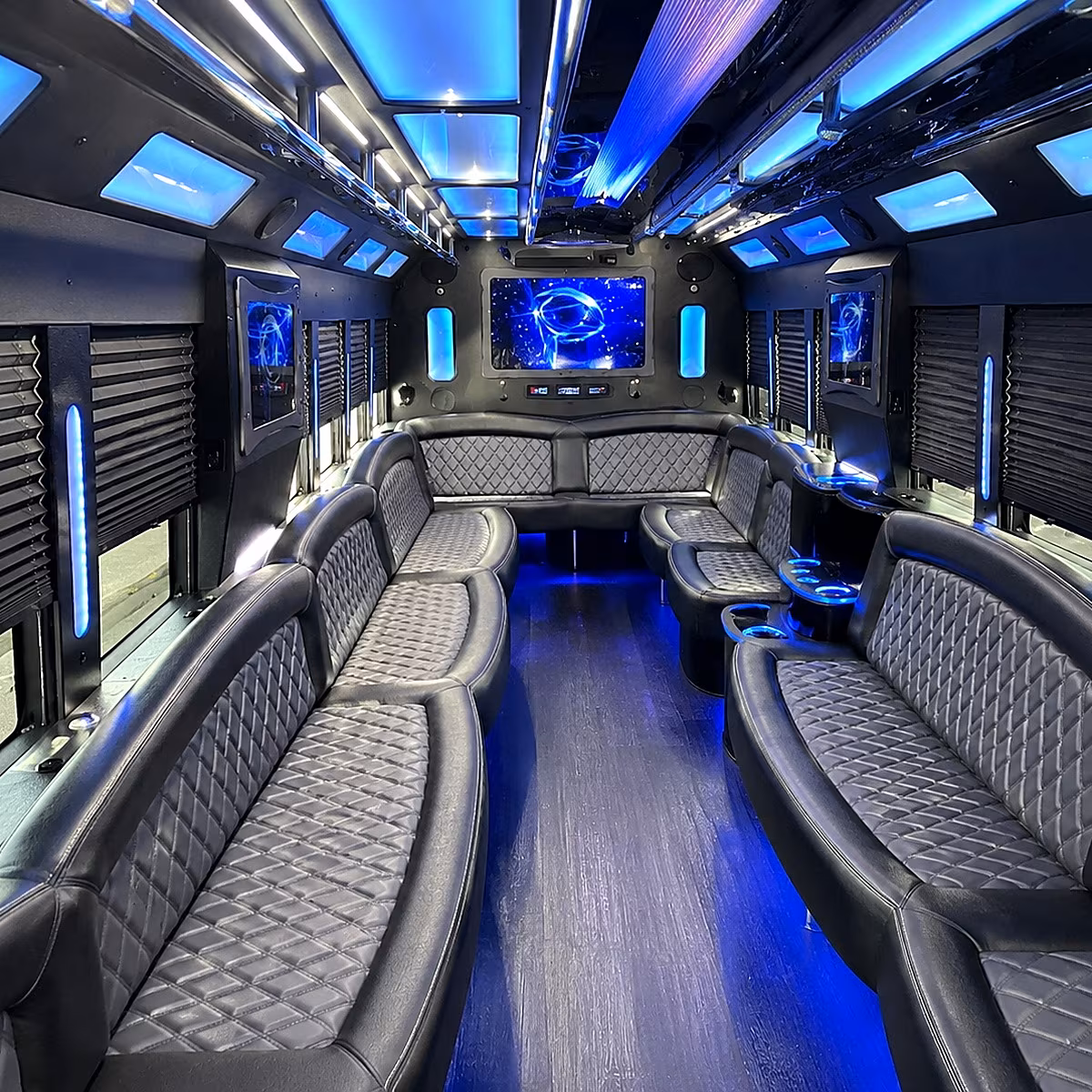 miami beach 50 passenger party bus interior
